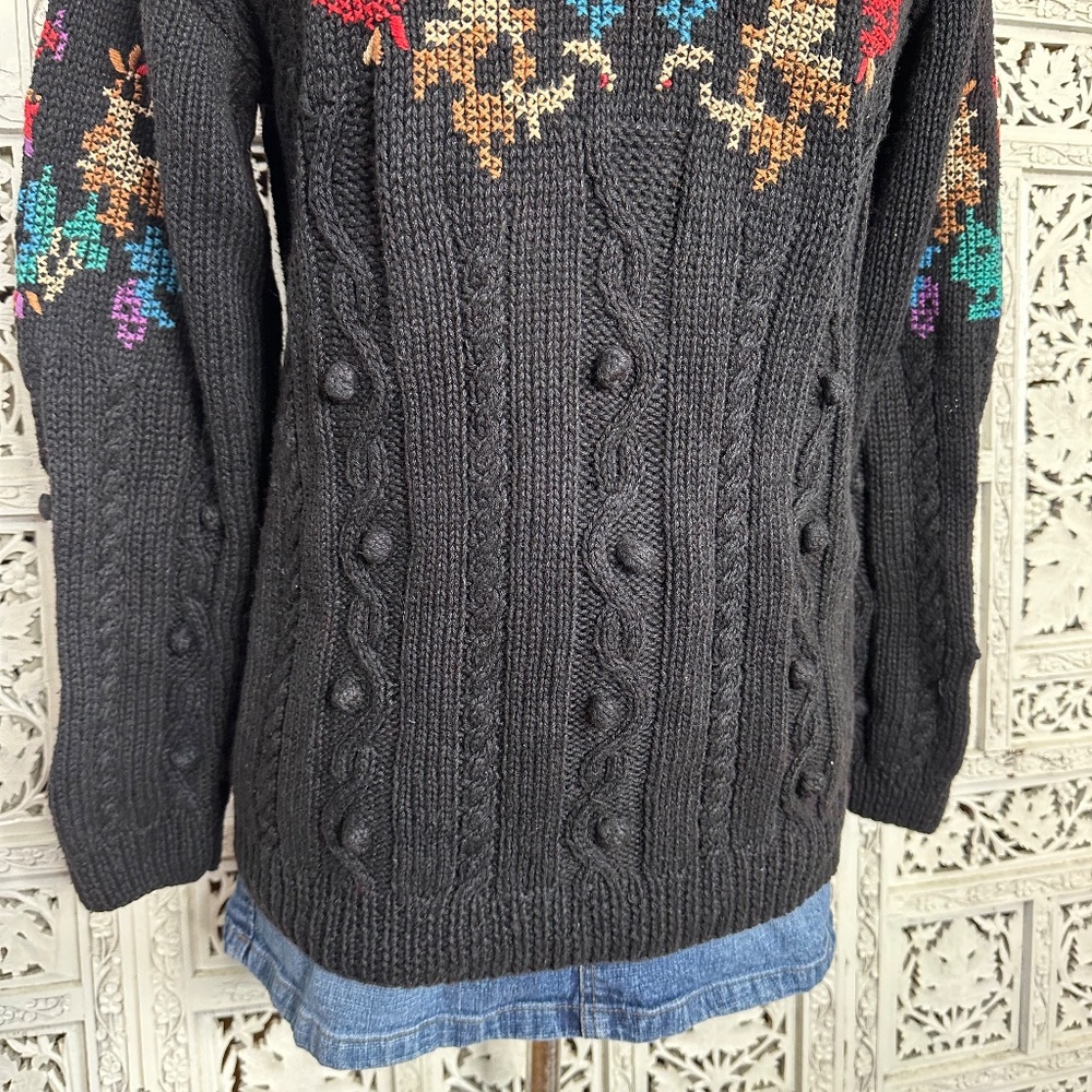 Vintage Black Whimsygoth Chunky Grannycore Sweater Sz Medium‎ - Picture 3 of 9